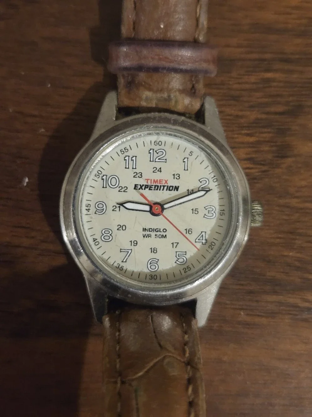 Timex Men’s Brown Leather Strap Watch - Ivory Dial